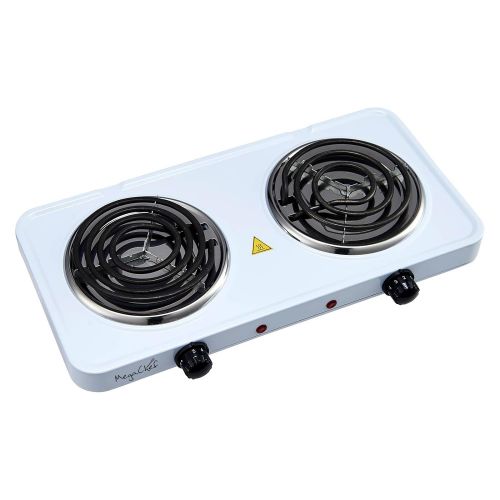 Megachef MegaChef Electric Easily Portable Ultra Lightweight Dual Coil Burner Cooktop Buffet Range in White