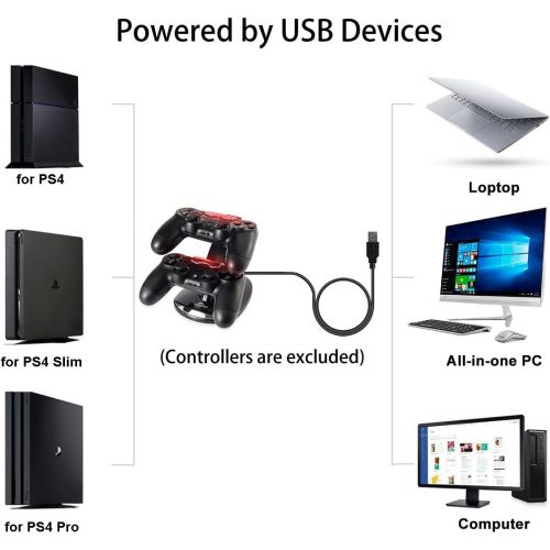  [아마존베스트]PS4 Controller Charger, Megadream Playstation 4 Charging Station for Sony PS4 / PS4 Pro / PS4 Slim DualShock 4 Controller, Dual USB Fast Charging Station Stand & LED Indicator Ligh