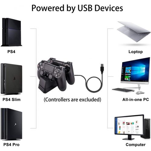  [아마존베스트]PS4 Controller Charger, Megadream Fast USB Charging Docking Station Solid Stand for Sony Playstation DualShock 4 PS4, PS4 Pro, PS4 Slim  Charge from Bottom Controller More Protect