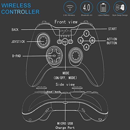  Megadream Bluetooth Controller, iOS Wireless MFi Gaming Gamepad Joystick Clamp Holder Compatible Apple iPhone Xs, XR X, 8 Plus, 8, 7 Plus, 7 6S 6 5S 5, iPad, iPad Pro Air Mini, Apple TV - Bl