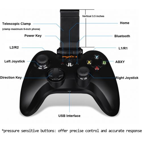  Megadream Bluetooth Controller, iOS Wireless MFi Gaming Gamepad Joystick Clamp Holder Compatible Apple iPhone Xs, XR X, 8 Plus, 8, 7 Plus, 7 6S 6 5S 5, iPad, iPad Pro Air Mini, Apple TV - Bl