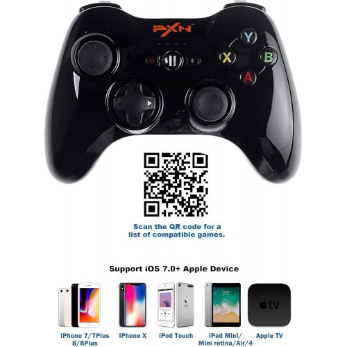  Megadream Bluetooth Controller, iOS Wireless MFi Gaming Gamepad Joystick Clamp Holder Compatible Apple iPhone Xs, XR X, 8 Plus, 8, 7 Plus, 7 6S 6 5S 5, iPad, iPad Pro Air Mini, Apple TV - Bl