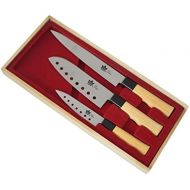 Megaprom 3 tlg. Edelstahl Sushi-Messer, Sushimesser, Kochmesser, Kuechenmesser, Allzweckmesser, Messer-Set, extrem scharf mit Holzbox