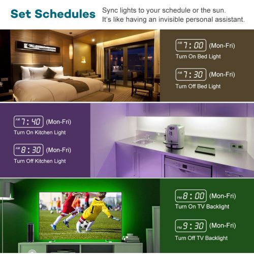  Megulla Waterproof RGB LED Strip Light Kit, Multi-Color LED Rope Lights with Wireless RF Remote and 12V Power Supply for Kitchen, Living Room and Bedroom (16.4ft/5m, RGB Kit (Alexa