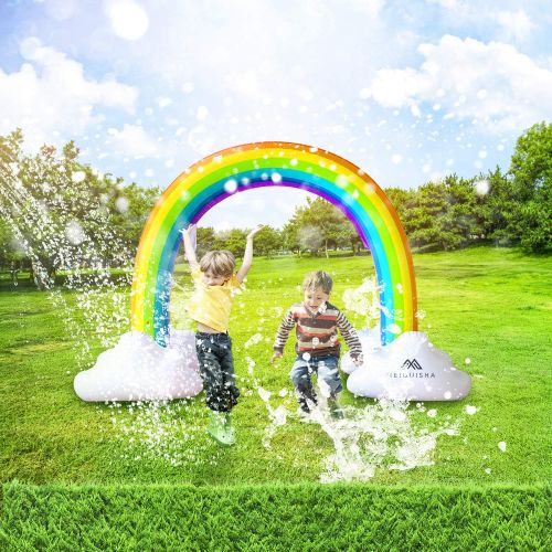  MeiGuiSha Inflatable Rainbow Yard Summer Sprinkler Toy, Over 6 Feet Long, Perfect for Summer Toy List