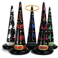 [아마존 핫딜] [아마존핫딜]MeiGuiSha 5PCS Inflatable Witch Hat Ring Toss Game Halloween Games with 8 Plastic Ring Toss