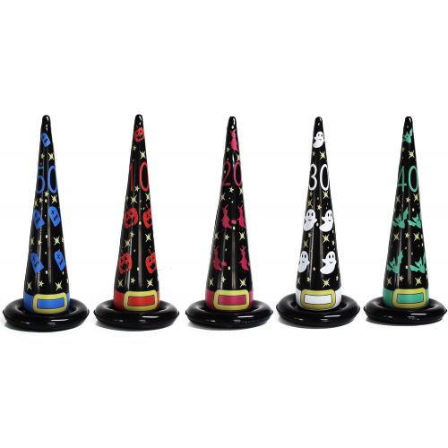  [아마존 핫딜] [아마존핫딜]MeiGuiSha 5PCS Inflatable Witch Hat Ring Toss Game Halloween Games with 8 Plastic Ring Toss