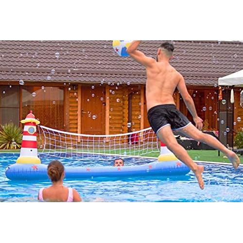  MeiGuiSha Swimming Pool Volleyball Set- Water Game 2021 Edition-Inflatable Volleyball Net with Ball Included- Perfect for Competitive Water Play