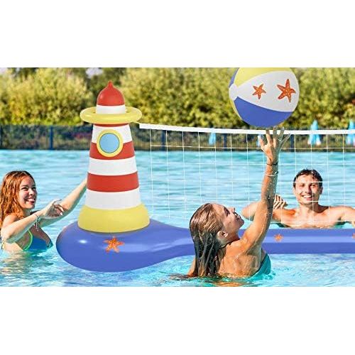  MeiGuiSha Swimming Pool Volleyball Set- Water Game 2021 Edition-Inflatable Volleyball Net with Ball Included- Perfect for Competitive Water Play