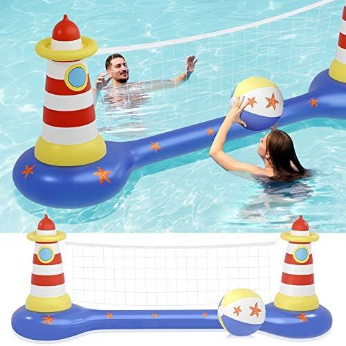  MeiGuiSha Swimming Pool Volleyball Set- Water Game 2021 Edition-Inflatable Volleyball Net with Ball Included- Perfect for Competitive Water Play