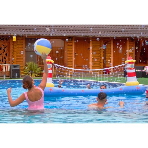  MeiGuiSha Swimming Pool Volleyball Set- Water Game 2021 Edition-Inflatable Volleyball Net with Ball Included- Perfect for Competitive Water Play