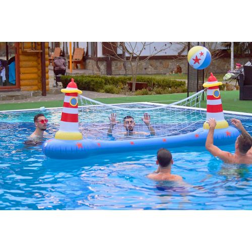  MeiGuiSha Swimming Pool Volleyball Set- Water Game 2021 Edition-Inflatable Volleyball Net with Ball Included- Perfect for Competitive Water Play