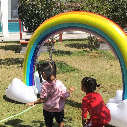 MeiGuiSha Inflatable Rainbow Arch Sprinkler Ginormous Rainbow Cloud Yard Sprinkler 238cm Giant Inflatable Archway Lawn Beach Outdoor Toys for Child Adult Baby Games Center Perfect for Summer