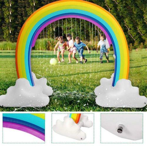  MeiGuiSha Inflatable Rainbow Arch Sprinkler Ginormous Rainbow Cloud Yard Sprinkler 238cm Giant Inflatable Archway Lawn Beach Outdoor Toys for Child Adult Baby Games Center Perfect for Summer