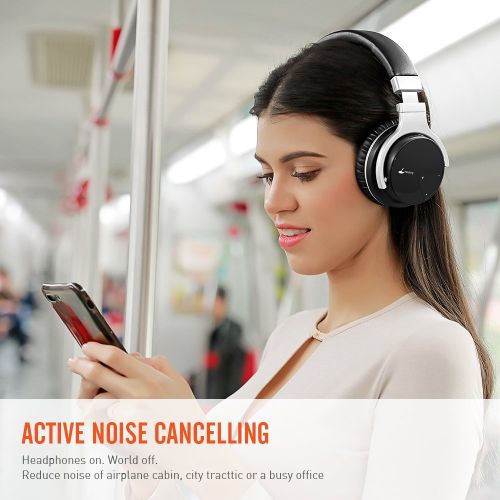  Meidong E7B Active Noise Cancelling Headphones Wireless Bluetooth Headphones with Microphone Over Ear 30H Playtime Deep Bass Hi-Fi Stereo Headset (Newer Model)