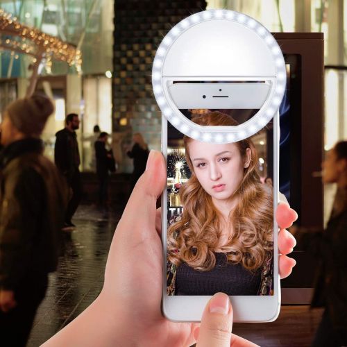  [아마존베스트]Meifigno Selfie Phone Camera Ring Light with [Rechargeable] 36 LED Light, 3-Level Adjustable Brightness On-Video Lights Clips On Night Makeup Light Compatible for iPhone Samsung Ph