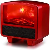 Meihu Electric Fireplace Heater with Flame Effect Fireplace Stove Log Wood Burner Effect 1000W PTC Ceramic Heating Portable Small Desktop Space Heater for Room Office