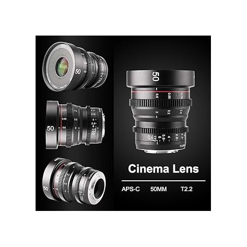  Meike 50mm T2.2 Mini Manual Focus Wide-Angle Cinema Lens for M43 Micro Four Thirds MFT Mount Cameras BMPCC 4K Z CAM E2