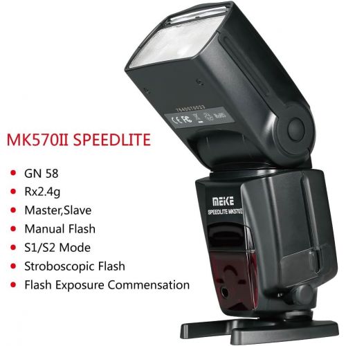  Meike MK570II 2.4G Wireless Master/Slave Manual Flash Speedlite Compatible with Pentax Panasonic Olympus Fujifilm DSLR Mirrorless Cameras
