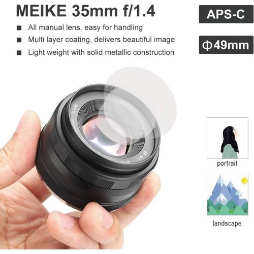  MEIKE 35mm F/1.4 Manual Focus Large Aperture Lens Compatible with Fujifilm Mirrorless Camera Such as X-T1 X-T2 X-T3