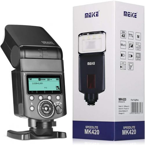  Meike MK420F TTL Li-ion Battery Camera Flash Speedlite with LCD Display for Fujifilm X Mount Cameras Such as X-H1 X-T1 X-T2 X-T3 X-T4 X-T10 X-T20 X-T30 X-T100 X-T200 X-PRO3 X-PRO2