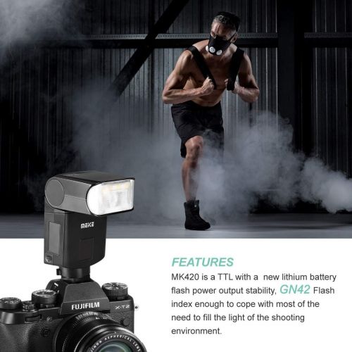  Meike MK420F TTL Li-ion Battery Camera Flash Speedlite with LCD Display for Fujifilm X Mount Cameras Such as X-H1 X-T1 X-T2 X-T3 X-T4 X-T10 X-T20 X-T30 X-T100 X-T200 X-PRO3 X-PRO2