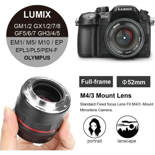  Meike 50mm f1.7 Wide-Angle Lens Manual Focus Lens for Olympus Panasonic Micro 4/3 Mount Mirrorless Cameras…