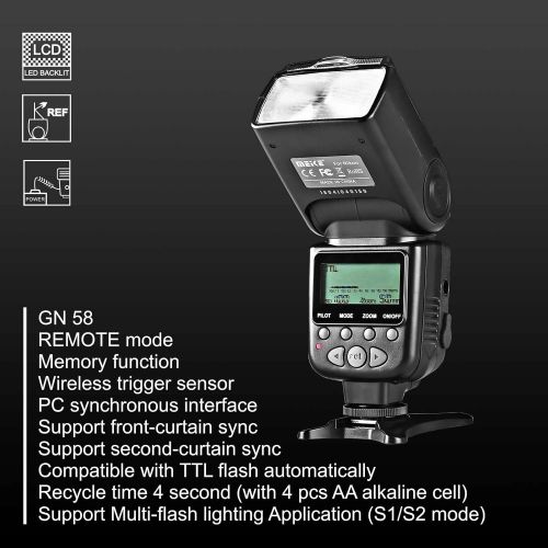  Meike MK950II-C TTL Speedlite Camera Flash Upgrade Edition Compatible with 4000D 70D 80D Rebel T7i T6i T6 T5i T5 T4i T3i SL2