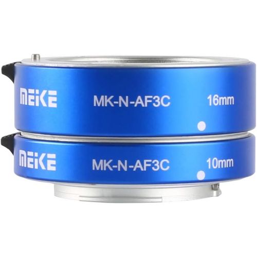  Meike MEKE MK-N-AF3C-BLUE All Metal Auto Focus Macro Metal Extension Tube Adapter for Nikon N1-Mount Mirrorless Cameras J1 J2 J3 V1 V2