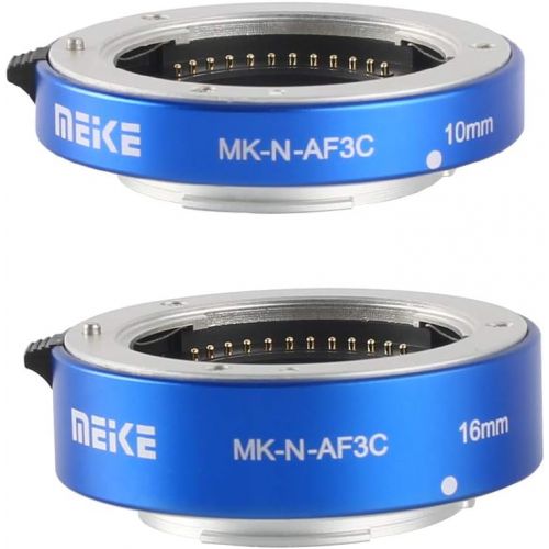  Meike MEKE MK-N-AF3C-BLUE All Metal Auto Focus Macro Metal Extension Tube Adapter for Nikon N1-Mount Mirrorless Cameras J1 J2 J3 V1 V2