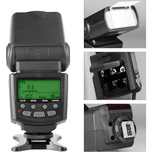  Meike MK430 TTL LCD Flash Speedlite Compatible with Canon DSLR Camera EOS 70D 77D 80D Rebel T7i T6i T6s T6 T5i T5 T4i T3i SL2 and with Standard Hot Shoe Stand