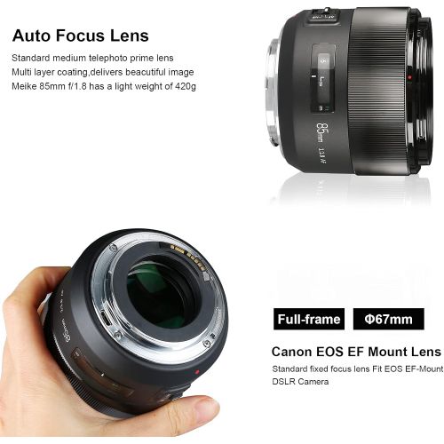  Meike 85mm f1.8 Large Aperture Full Frame Auto Focus Telephoto Lens for Canon EOS EF Mount Digital SLR Camera Compatible with APS C Bodies Such as 1D 5D3 5D4 6D 7D 70D 550D 80D