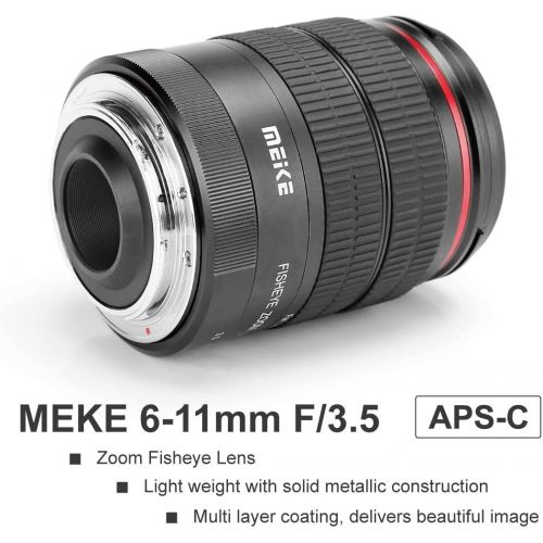  MEIKE 6-11mm F/3.5 Fish Eye Zoom Lens APS-C Frame Compatible with Nikon Camera Such as D600 D750 D850 D3100 D7000 D7100