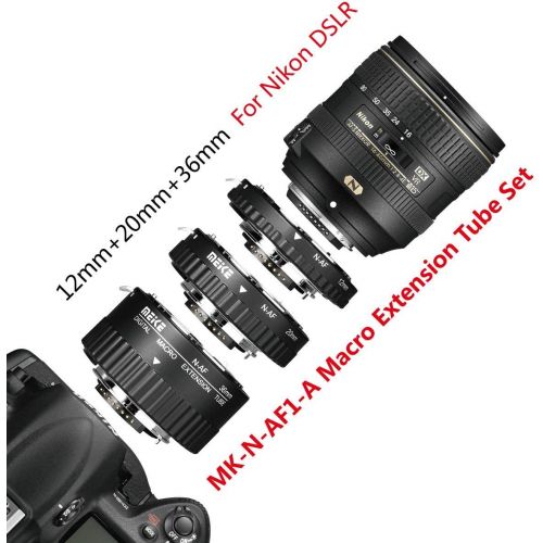  MEIKE N-AF1-A Macro Electronic Mount Auto Foucs Macro Metal Extension Tube Adapter for Nikon DSLR Camera D80 D90 D300 D300SD800 D3100 D3200 D5000 D5100 D5200 D7000 D7100 etc