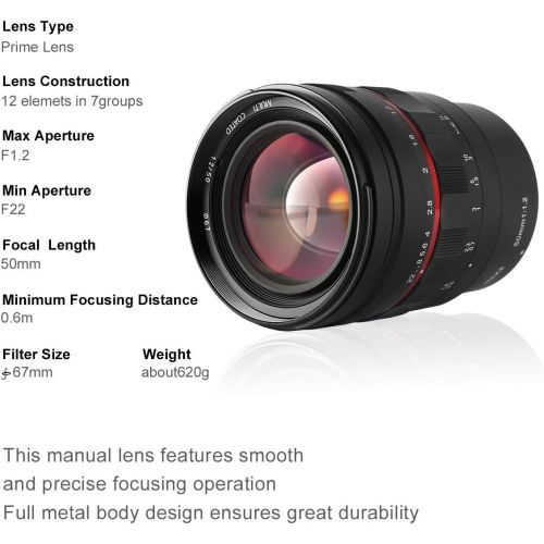  Meike MK-50mm F1.2 Large?Aperture Full Frame Manual Focus Fixed Lens for Nikon Z-Mount Z5 Z6 Z7 Z50