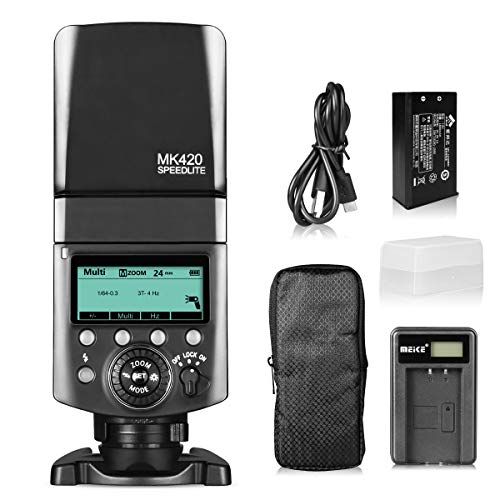  Meike MK420S TTL Li-ion Battery Camera Flash Speedlite with LCD Display for Sony Mi Hot Shoe Mount Cameras such as A6000 A6100 A6300 A6400 A6500 A6600 A7III A9 A7RIII A7RIV A7SII A