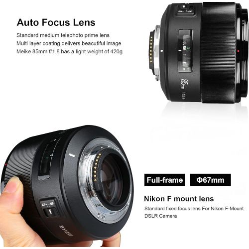  Meike 85mm f1.8 Wide Aperture Full Frame Auto Focus Telephoto Lens for Nikon F Mount DSLR Camera and Compatible with Nikon APS-C Cameras D610 D750 D780 D810