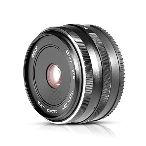  Meike 28mm f2.8 Fixed Manual Focus Lens for Panasonic Lumix Olympus M43 Mirrorless Cameras E-M1 E-PL GH4 GH5 GH6 GX8 GF3 GF2 GF1 GX1X GM1 G6 G7 GX7 GM5 with Voking Lens Cleaning Cl