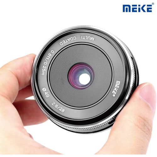  Meike 28mm f2.8 Fixed Manual Focus Lens for Panasonic Lumix Olympus M43 Mirrorless Cameras E-M1 E-PL GH4 GH5 GH6 GX8 GF3 GF2 GF1 GX1X GM1 G6 G7 GX7 GM5 with Voking Lens Cleaning Cl