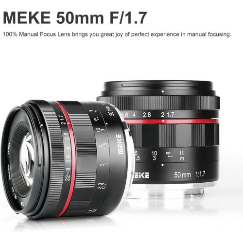  Meike 50mm f1.7 Wide-Angle Lens Manual Focus Lens for Olympus Panasonic Micro 4/3 Mount Mirrorless Cameras…