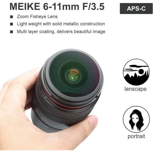  [아마존베스트]Meike MK 6-11 mm f3.5 Fisheye Zoom Lens APS-C Sensor Format