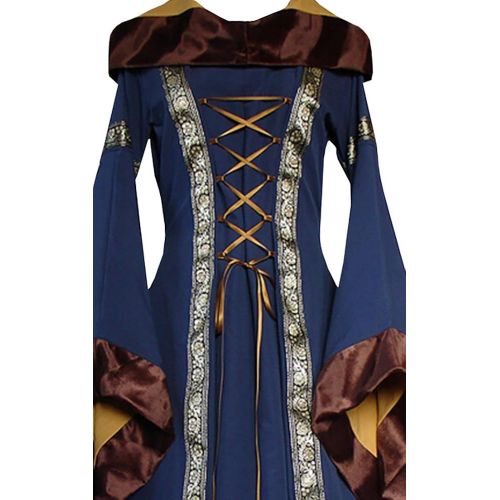  Meilidress Womens Medieval Costume Dress Renaissance Lace Up Vintage Hoodie Cosplay Retro Long Dresses