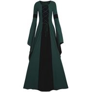 Meilidress Women Medieval Dress Lace Up Vintage Floor Length Cosplay Retro Long Dress