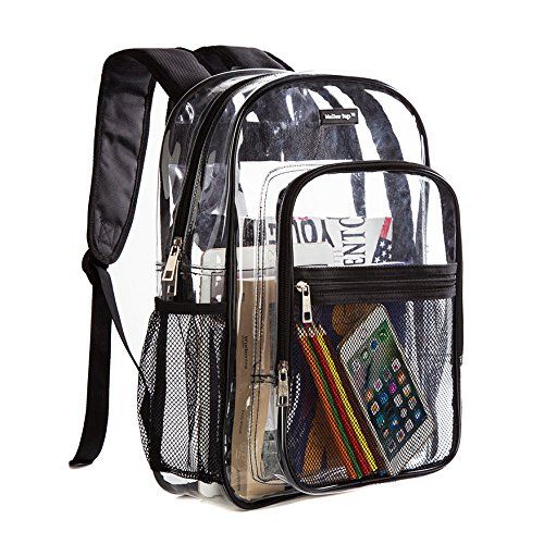  Meilleur Transparent Clear Multi-pocket Backpack - School, Concerts, Beach, Outdoors