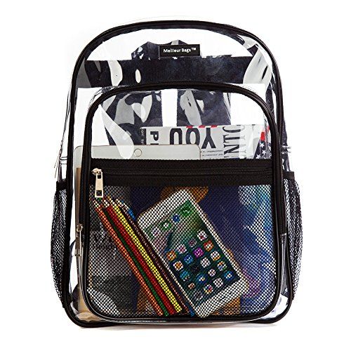  Meilleur Transparent Clear Multi-pocket Backpack - School, Concerts, Beach, Outdoors