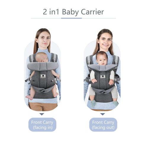  Meinkind Baby Carrier, Infant to Toddler Baby Carrier Newborn Baby Carrier, 4-in-1 Baby Carrier 360 All Position with Breathable Mesh Ergonomic Extra-Padded Shoulder Straps Zipper