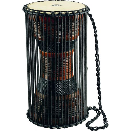  Meinl African Talking Drum with Mahogany Wood Shell and Wooden Beater - NOT MADE IN CHINA - Large Size Goat Skin Heads, 2-YEAR WARRANTY (ATD-L)
