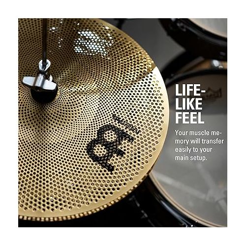  Meinl Cymbals HCS Complete Practice Cymbal Set with Quiet Volume for Drums ? Low Noise Durable Brass Alloy and Musical Tone, 2-Year Warranty (P-HCS141620)