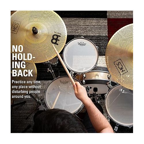  Meinl Cymbals HCS Complete Practice Cymbal Set with Quiet Volume for Drums ? Low Noise Durable Brass Alloy and Musical Tone, 2-Year Warranty (P-HCS141620)