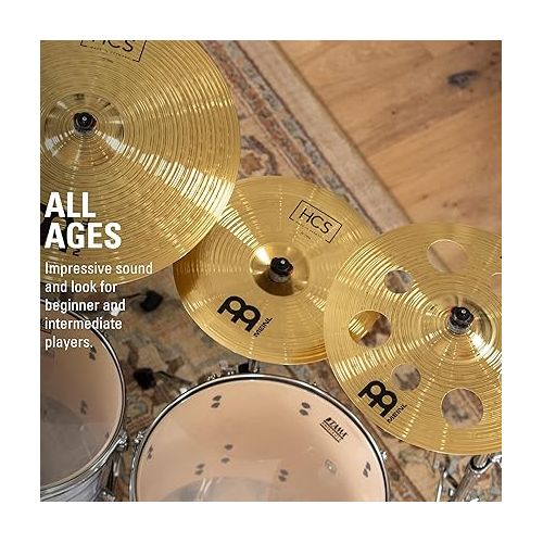  Meinl Cymbals HCS Ultimate Cymbal Set Box Pack for Drums with Hihats, Ride, China, Splash, Bell and Free 16” Trash Crash ? Made in Germany ? Durable Brass, 2-Year Warranty SCS1